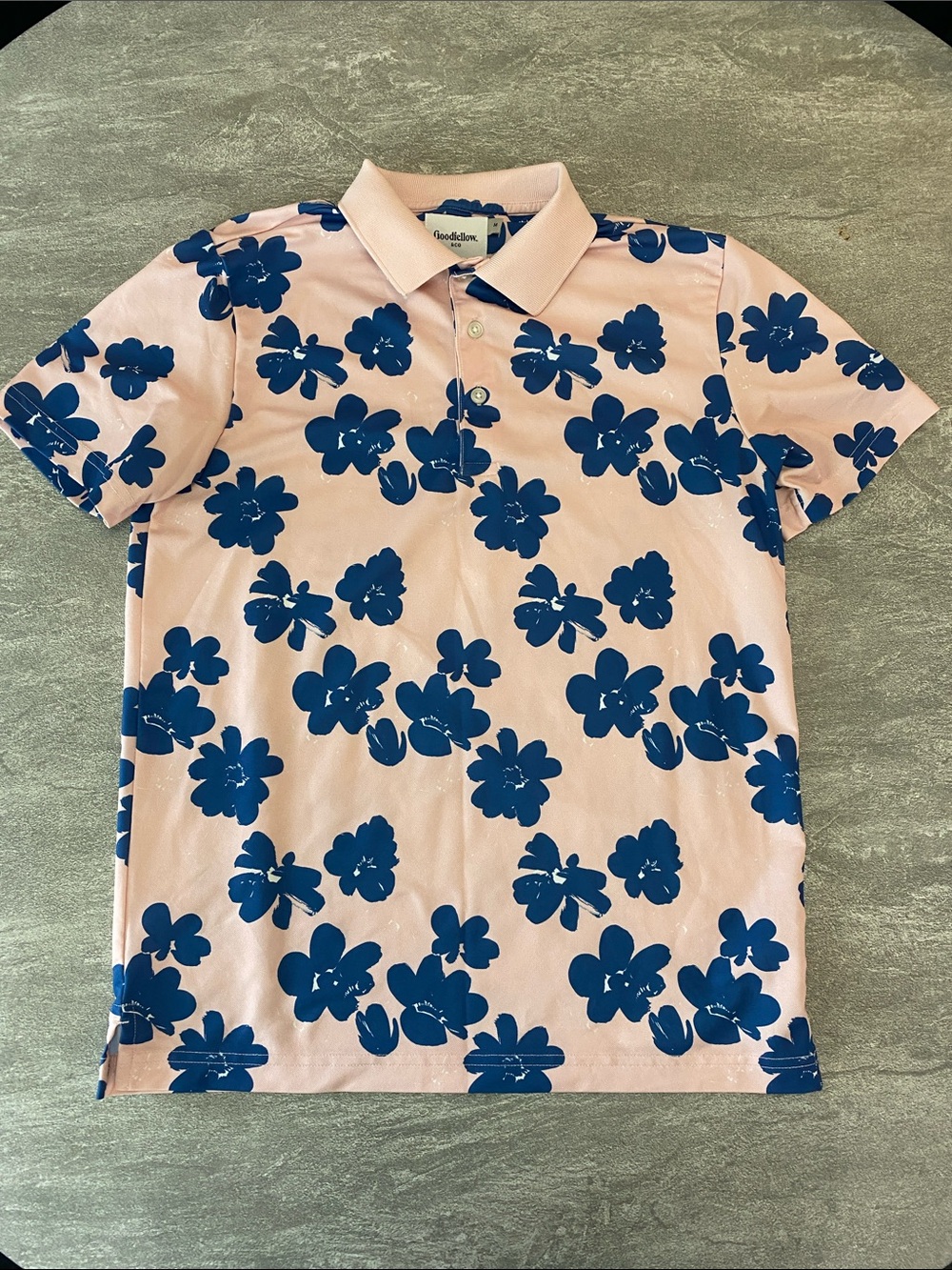 Goodfellow & Co Pink Polo with Navy Floral Print